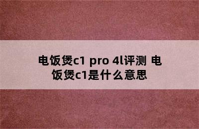 电饭煲c1 pro 4l评测 电饭煲c1是什么意思